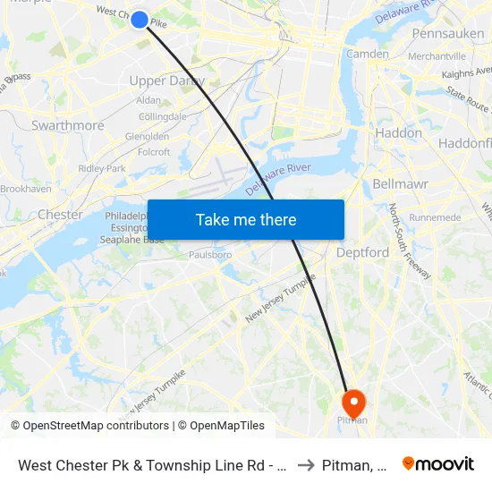 West Chester Pk & Township Line Rd - Fs to Pitman, NJ map