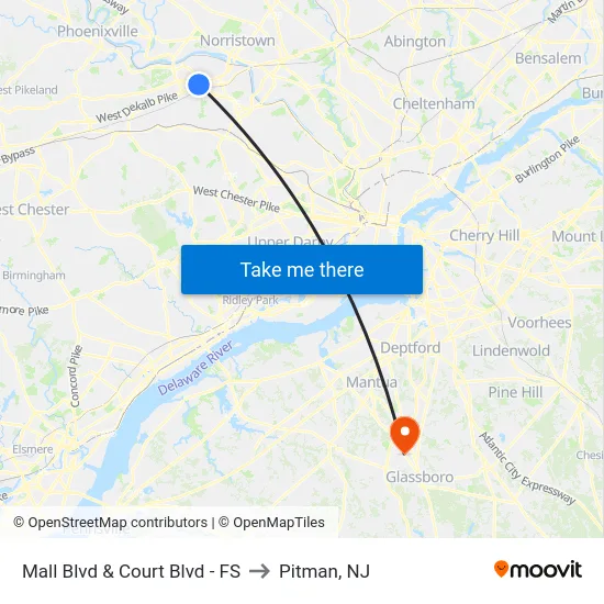 Mall Blvd & Court Blvd - FS to Pitman, NJ map