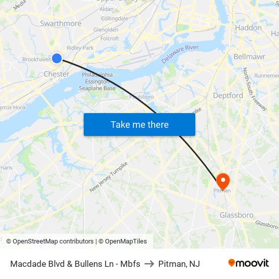 Macdade Blvd & Bullens Ln - Mbfs to Pitman, NJ map