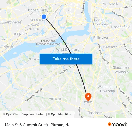 Main St & Summit St to Pitman, NJ map