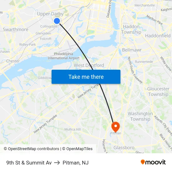 9th St & Summit Av to Pitman, NJ map