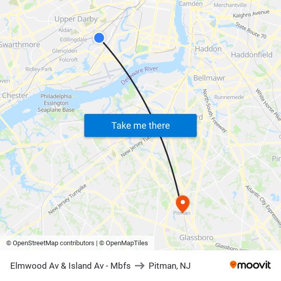 Elmwood Av & Island Av - Mbfs to Pitman, NJ map