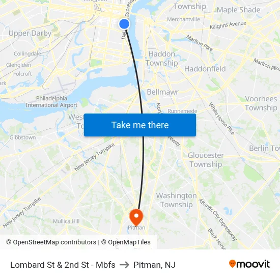 Lombard St & 2nd St - Mbfs to Pitman, NJ map