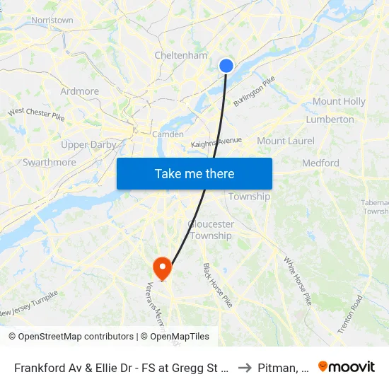 Frankford Av & Ellie Dr - FS at Gregg St Loop to Pitman, NJ map