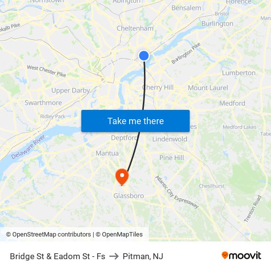 Bridge St & Eadom St - Fs to Pitman, NJ map