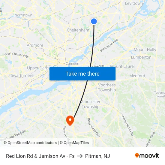 Red Lion Rd & Jamison Av - Fs to Pitman, NJ map