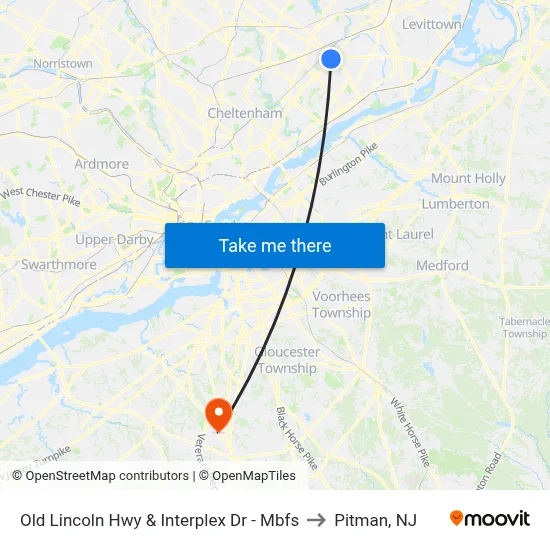 Old Lincoln Hwy & Interplex Dr - Mbfs to Pitman, NJ map