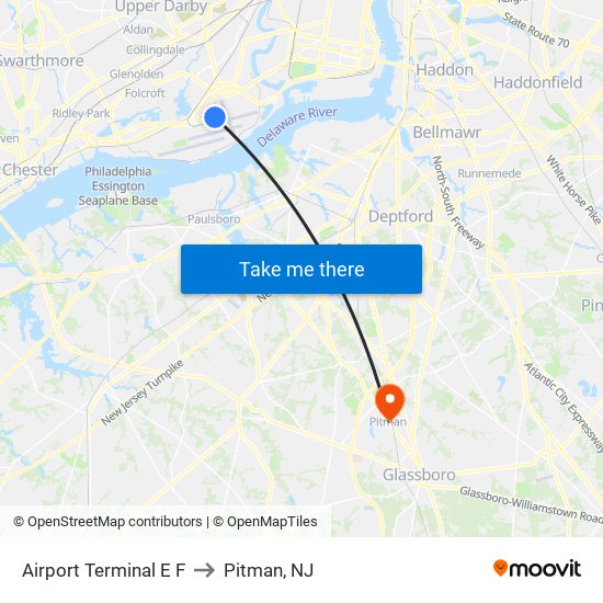 Airport Terminal E F to Pitman, NJ map