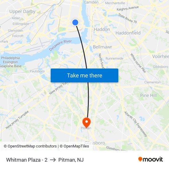 Whitman Plaza - 2 to Pitman, NJ map