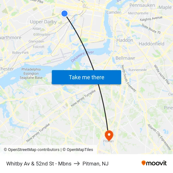 Whitby Av & 52nd St - Mbns to Pitman, NJ map