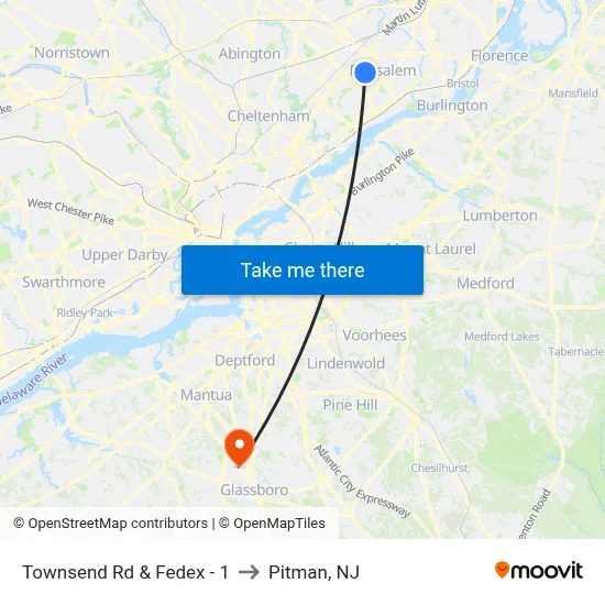 Townsend Rd & Fedex - 1 to Pitman, NJ map