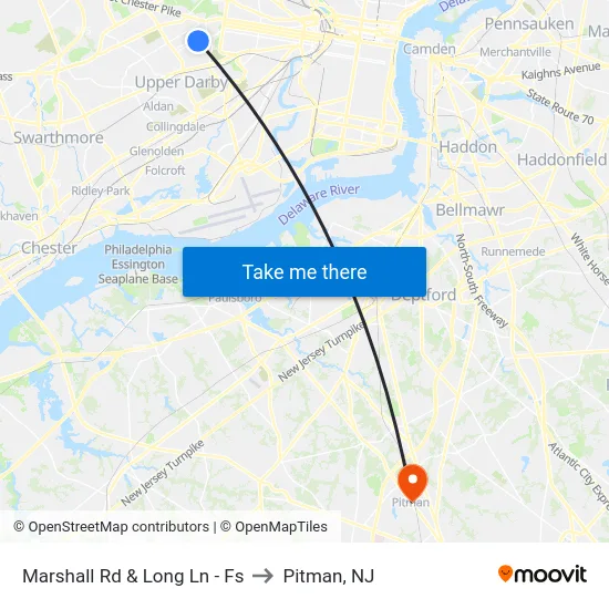 Marshall Rd & Long Ln - Fs to Pitman, NJ map