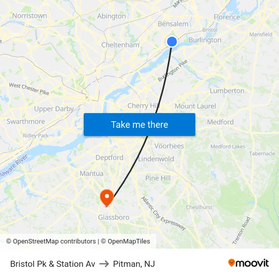 Bristol Pk & Station Av to Pitman, NJ map