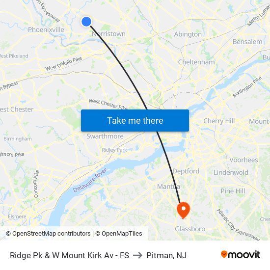 Ridge Pk & W Mount Kirk Av - FS to Pitman, NJ map