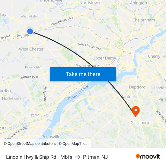 Lincoln Hwy & Ship Rd - Mbfs to Pitman, NJ map