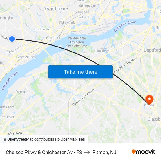 Chelsea Pkwy & Chichester Av - FS to Pitman, NJ map