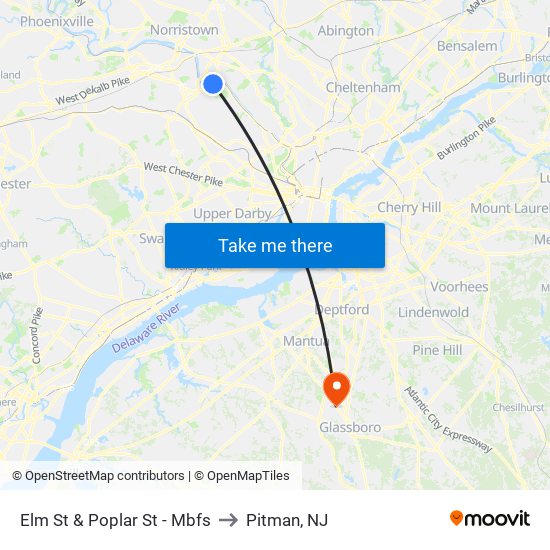 Elm St & Poplar St - Mbfs to Pitman, NJ map