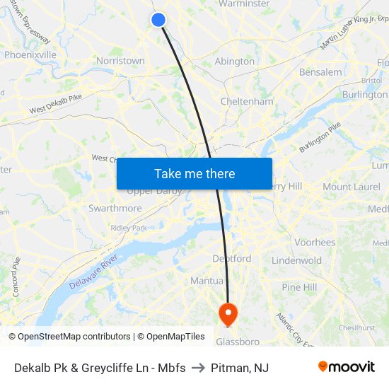 Dekalb Pk & Greycliffe Ln - Mbfs to Pitman, NJ map