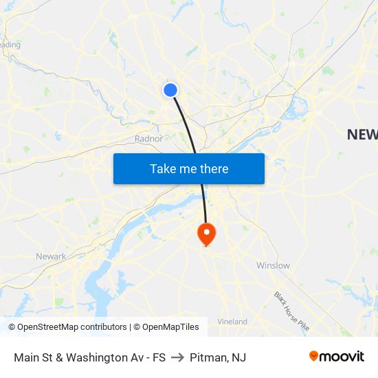 Main St & Washington Av - FS to Pitman, NJ map