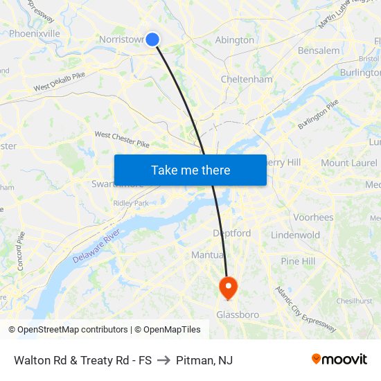 Walton Rd & Treaty Rd - FS to Pitman, NJ map