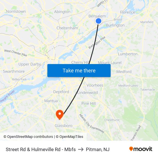 Street Rd & Hulmeville Rd - Mbfs to Pitman, NJ map