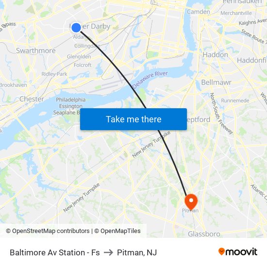 Baltimore Av Station - Fs to Pitman, NJ map