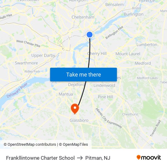 Frankllintowne Charter School to Pitman, NJ map