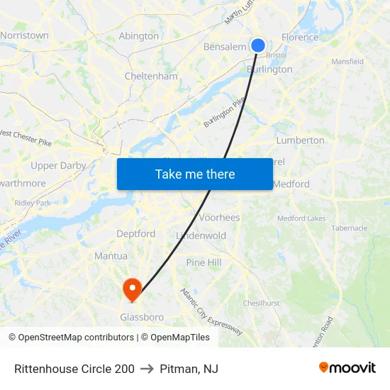 Rittenhouse Circle 200 to Pitman, NJ map