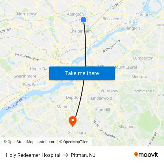 Holy Redeemer Hospital to Pitman, NJ map