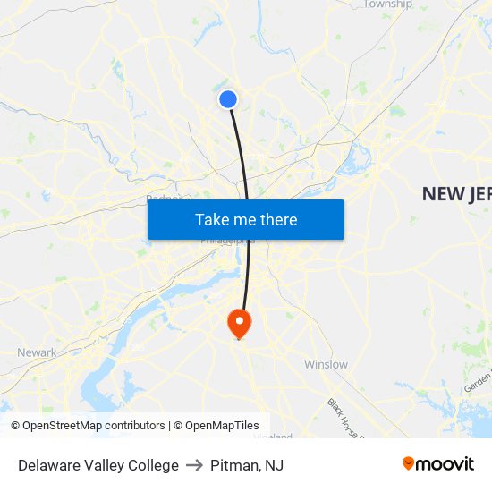 Delaware Valley College to Pitman, NJ map