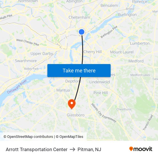 Arrott Transportation Center to Pitman, NJ map