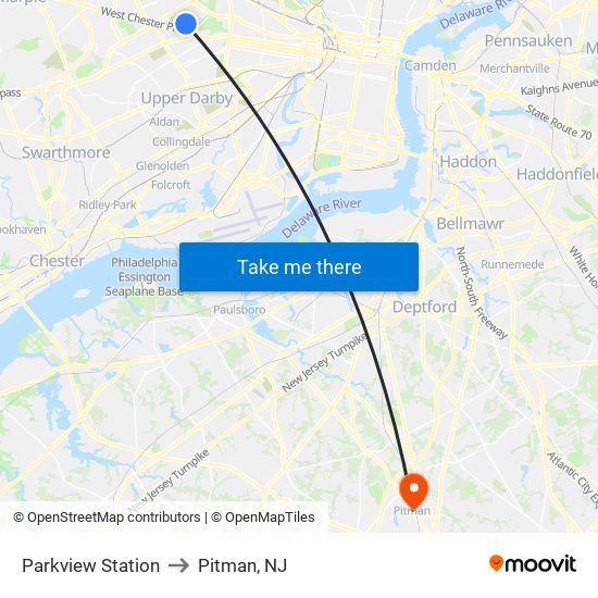 Parkview Station to Pitman, NJ map