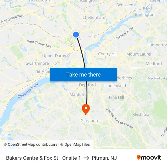 Bakers Centre & Fox St - Onsite 1 to Pitman, NJ map