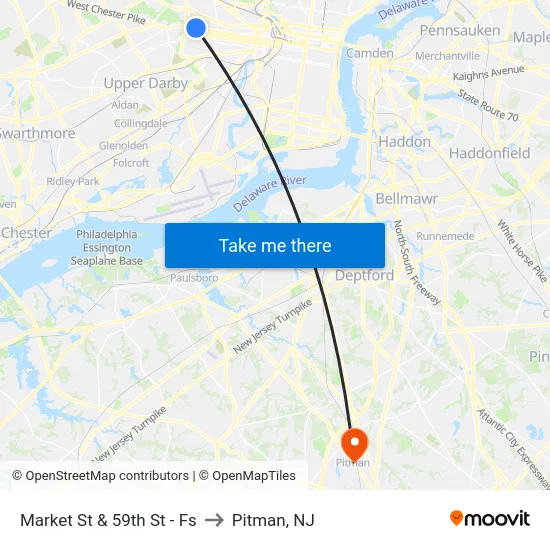 Market St & 59th St - Fs to Pitman, NJ map