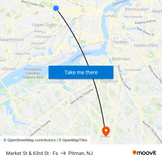 Market St & 63rd St - Fs to Pitman, NJ map