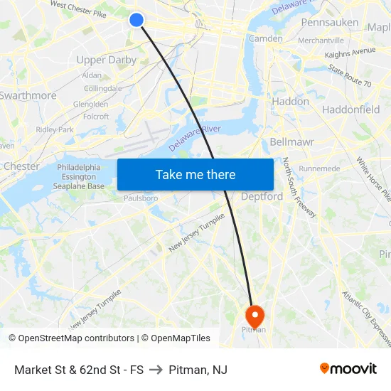 Market St & 62nd St - FS to Pitman, NJ map