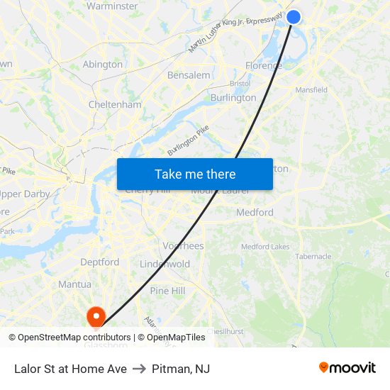 Lalor St at Home Ave to Pitman, NJ map