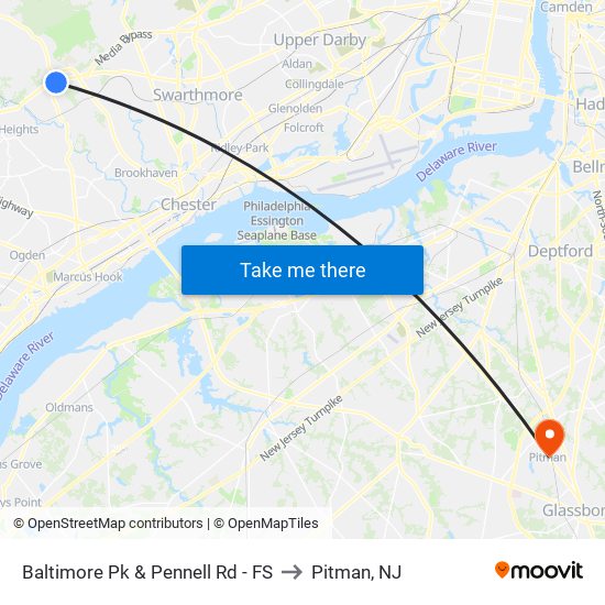 Baltimore Pk & Pennell Rd - FS to Pitman, NJ map