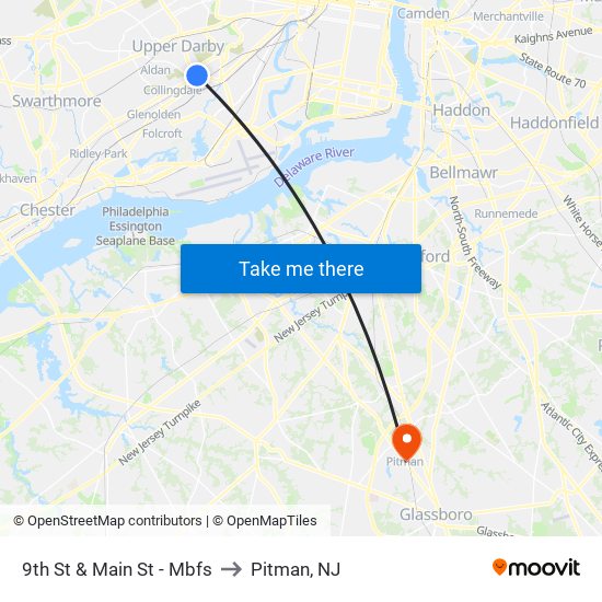 9th St & Main St - Mbfs to Pitman, NJ map