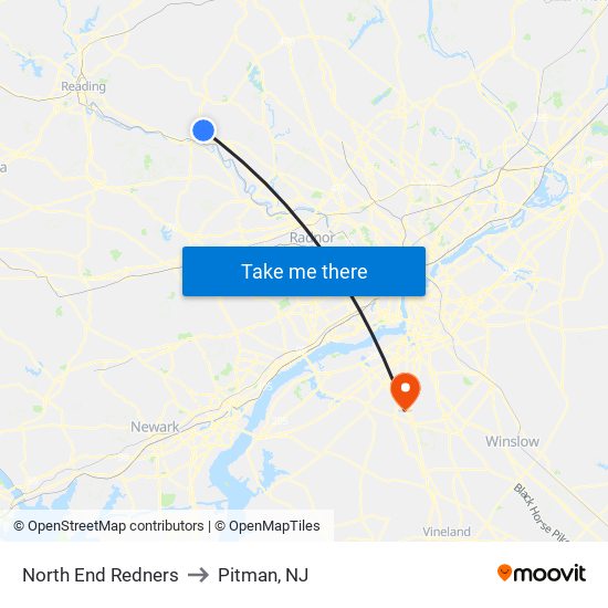 North End Redners to Pitman, NJ map