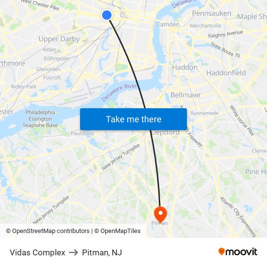 Vidas Complex to Pitman, NJ map