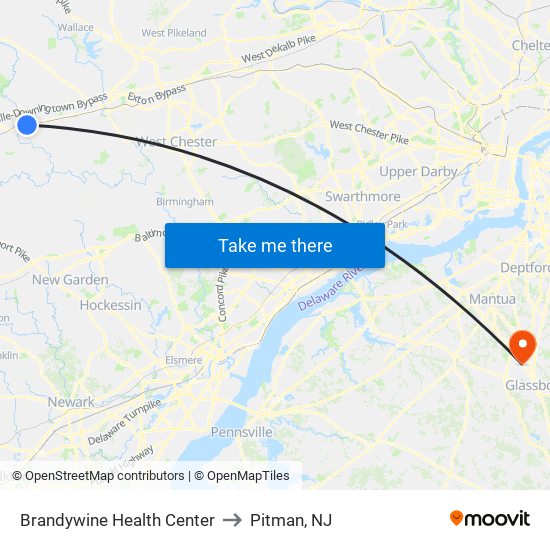 Brandywine Health Center to Pitman, NJ map