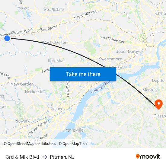3rd & Mlk Blvd to Pitman, NJ map