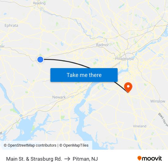 Main St. & Strasburg Rd. to Pitman, NJ map