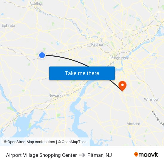 Airport Village Shopping Center to Pitman, NJ map