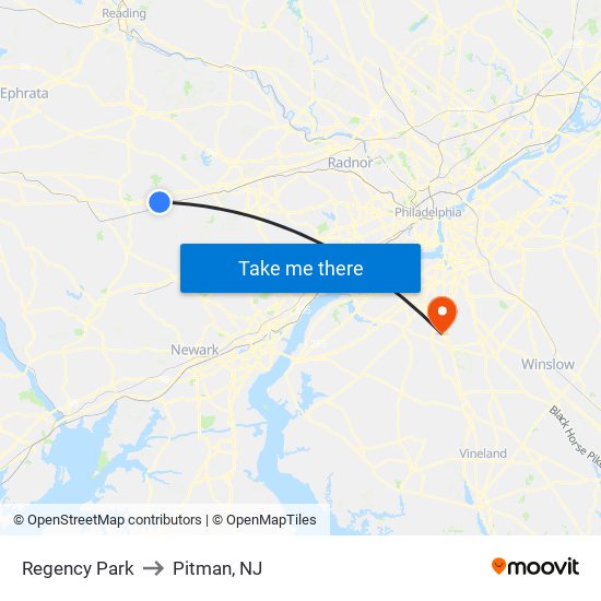 Regency Park to Pitman, NJ map