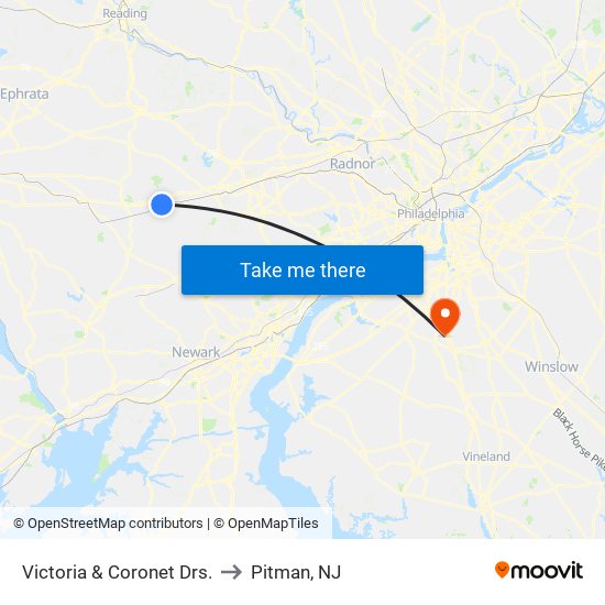 Victoria  &  Coronet Drs. to Pitman, NJ map