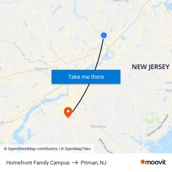 Homefront Family Campus to Pitman, NJ map
