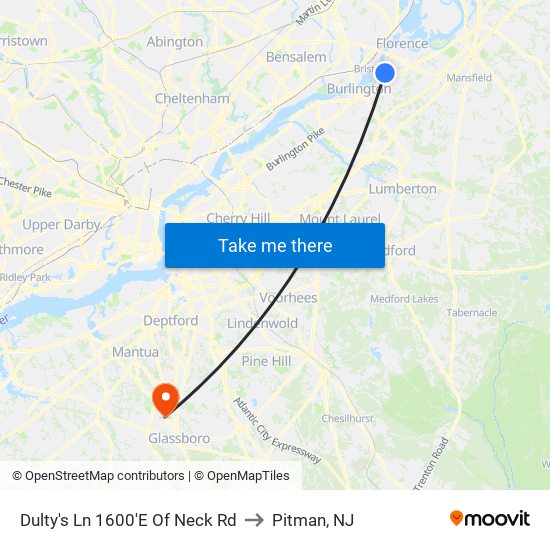 Dulty's Ln 1600'E Of Neck Rd to Pitman, NJ map