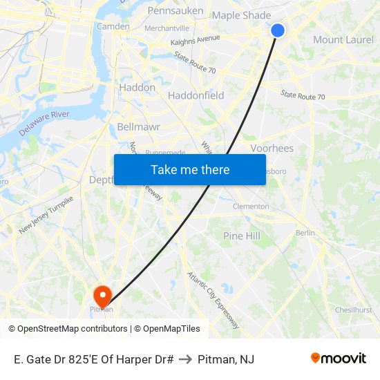 E. Gate Dr 825'E Of Harper Dr# to Pitman, NJ map